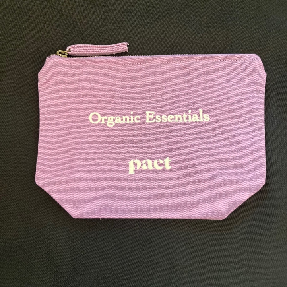 Pact 100% Organic Cotton Essentials Canvas Zipper Pouch‎ Lavender Cosmetic Bag